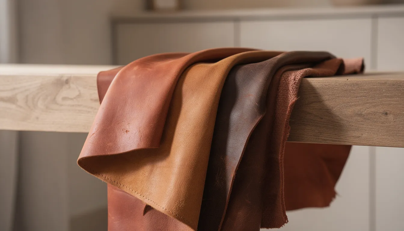 Cuirs teints à la main — tons terracotta, camel et brun